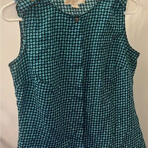 Sleeveless Teal Patterned Women's Top